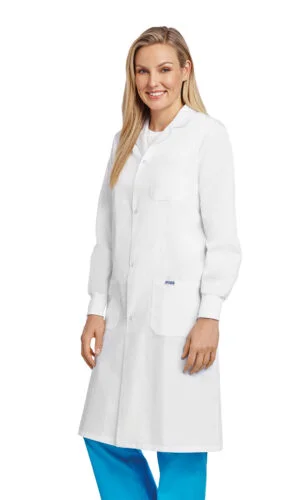 Unisex Snap Lab Coat with Knitted Cuff