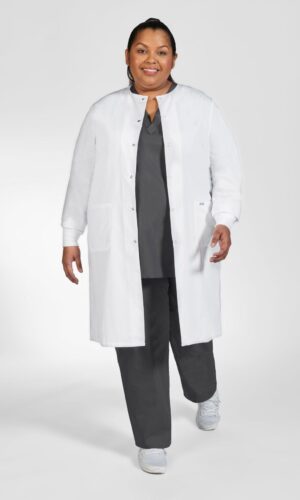 Full Length Unisex Snap Lab Coat with Cuff