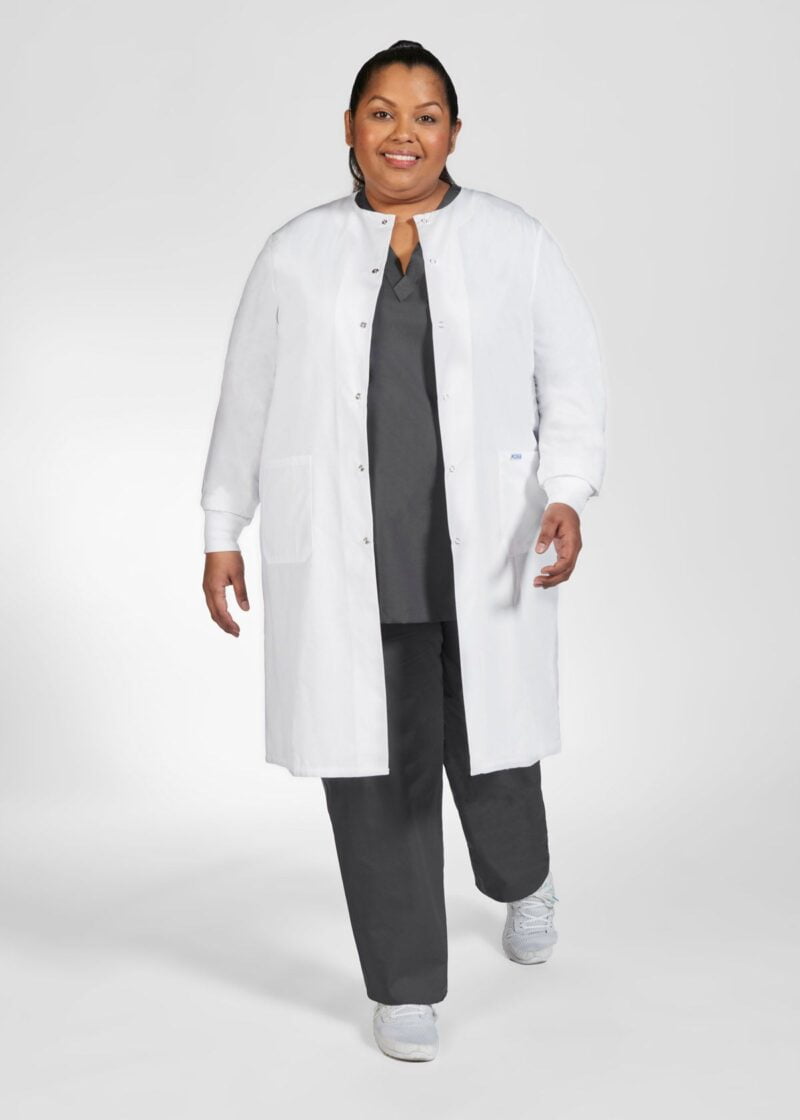 Full Length Unisex Snap Lab Coat with Cuff