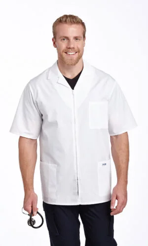 Unisex Zipper Short Lab Coat